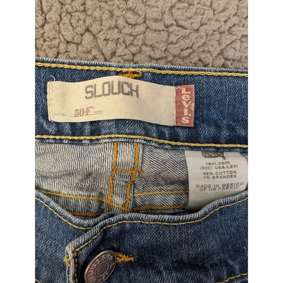 LEVI'S 504 Slouch Flared Low Rise Stretch Blue Denim Jeans Women's 11 M 32x31 - Picture 4 of 14